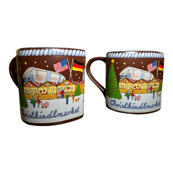 Christkindlmarket German Ich Liebe Milwaukee Winter Heart Shaped Mug set of 2! - Picture 4 of 9